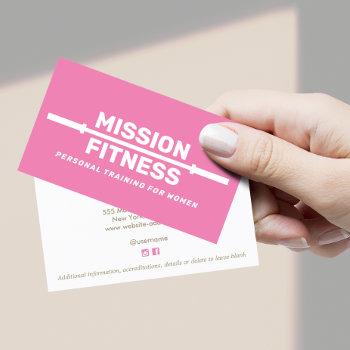 pink female fitness personal trainer   business card