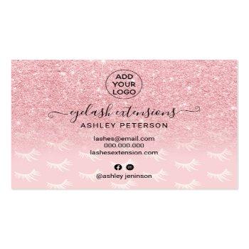 Small Pink Glitter Lashes Aftercare Illustrations Business Card Back View
