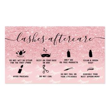 Small Pink Glitter Lashes Aftercare Illustrations Business Card Front View