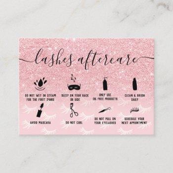 pink glitter lashes aftercare illustrations business card