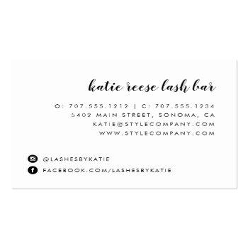 Small Pink Gold Lash Extension Aftercare Instructions Business Card Back View