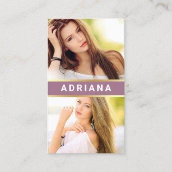 pink gold model actress headshot 2 photo collage business card