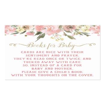 Small Pink Gold Watercolor Floral Bring A Book Enclosure Square Business Card Front View
