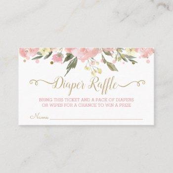 pink gold watercolor floral diaper raffle tickets