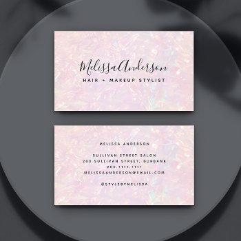 pink iridescent calligraphy business card