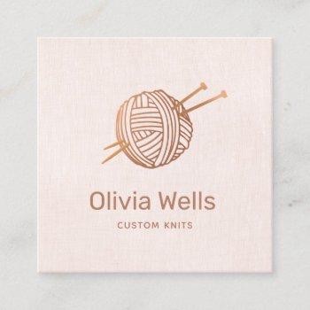 pink knitters knitting crochet ball square business card