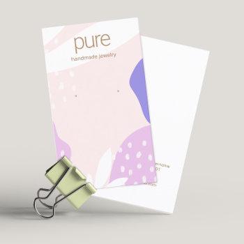 pink lavender earring jewelry display business card