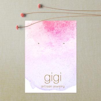 pink lavender watercolor earring display holder business card