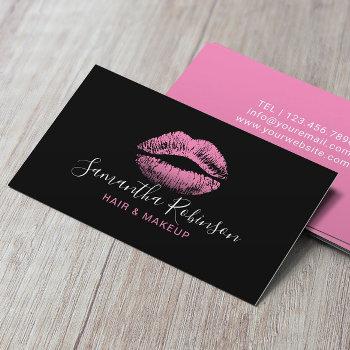 pink lips makeup artist hair stylist beauty salon business card