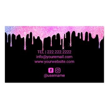 Small Pink Lips Makeup Artist Modern Pastel Drips Salon Business Card Back View