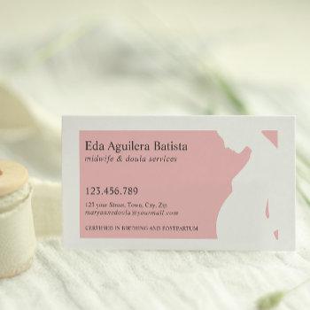 pink | midwife doula pregnant woman silhouette business card