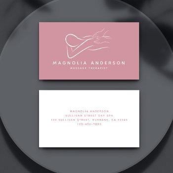 pink minimalist modern | massage therapist business card