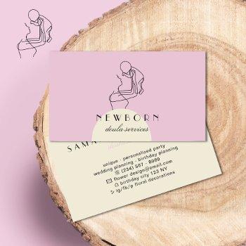 pink nannies, babysitters, pediatrician business card