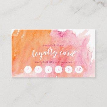 pink & orange watercolor customer loyalty card