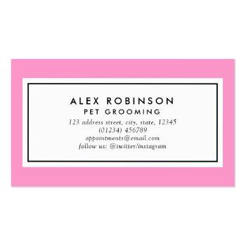 Small Pink Paw Print Pet Grooming Business Card Back View