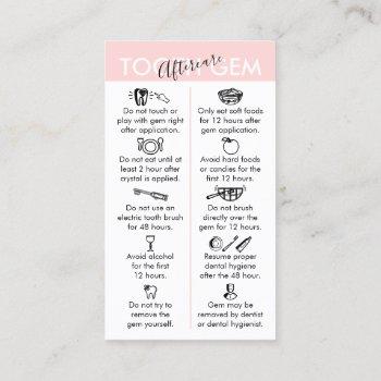 pink physical printed tooth gem aftercare business card
