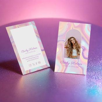 pink & purple watercolor holographic design beauty business card