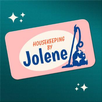 pink retro house cleaning vacuum business card