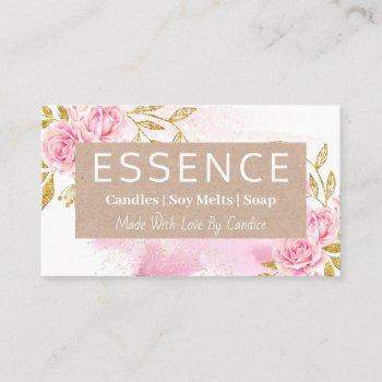 pink rose kraft candle soy melt soap and diy craft business card