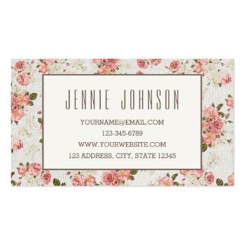 Small Pink Roses Vintage Floral Pattern Business Card Back View