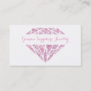 Small Pink Sparkle Gem Jeweler Business Card Front View