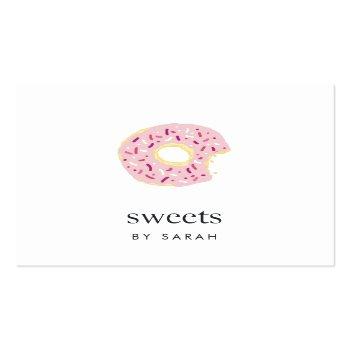 Small Pink Sprinkle Doughnut Square Business Card Front View