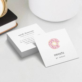 pink sprinkle doughnut square business card