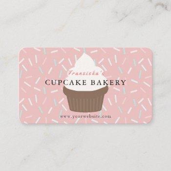 pink sprinkles cupcake bakery business card