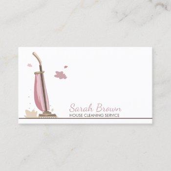 pink vacuum cleaner house cleaning services business card