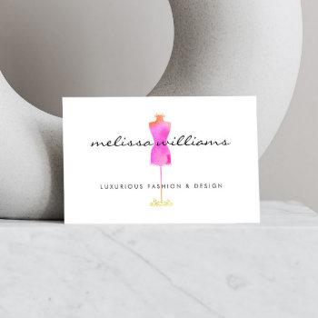 pink watercolor dress mannequin fashion boutique business card