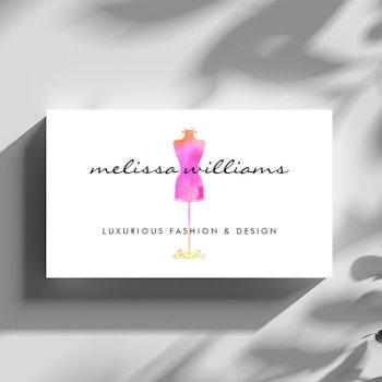 pink watercolor dress mannequin fashion boutique business card