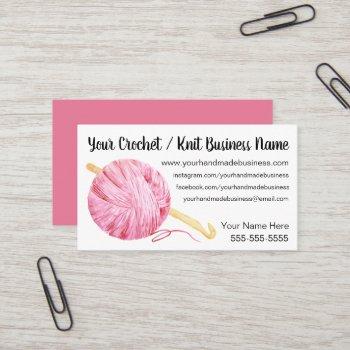pink yarn crochet business card