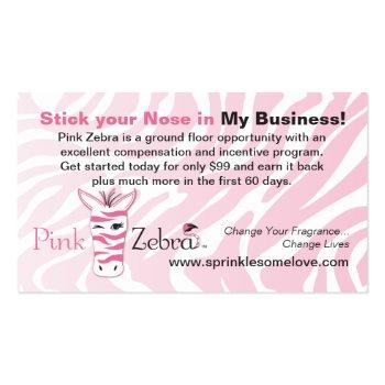 Small Pink Zebra Business Card Back View