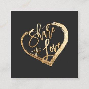 pixdezines glam share the love faux gold square business card
