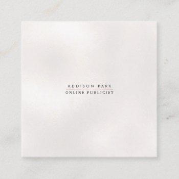 pixdezines simple elegant, pearly white square business card