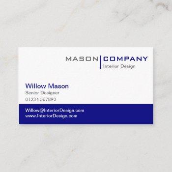 plain blue & white stylish business card