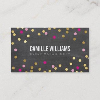 plain bold minimal confetti gold pink chalkboard business card