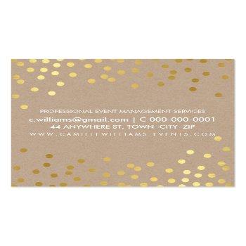 Small Plain Bold Minimal Smart Glam Confetti Gold Kraft Square Business Card Back View