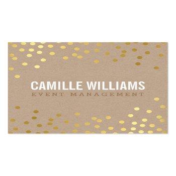 Small Plain Bold Minimal Smart Glam Confetti Gold Kraft Square Business Card Front View