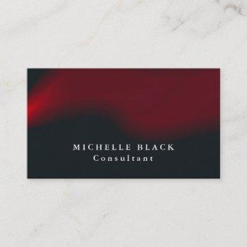 Small Plain Elegant Black Red Waves Professional Business Card Front View