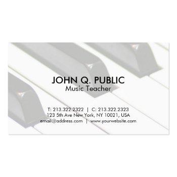 Small Plain Piano Music Teacher Professional Simple Business Card Front View