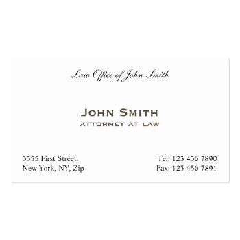 Small Plain Professional Elegant Attorney Law Office Business Card Front View