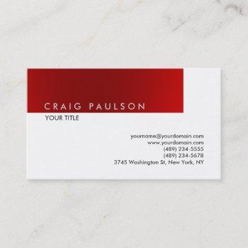 plain red white professional business card