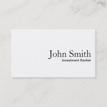 plain white investment banker business card