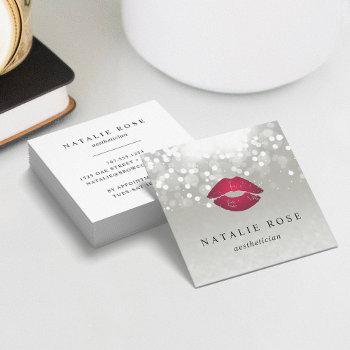 platinum glow aesthetician or makeup artist square business card