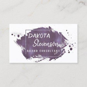 plum brush stroke | modern purple trendy splatter business card