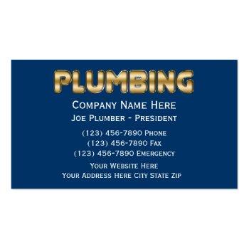 Small Plumber Business Cards Front View