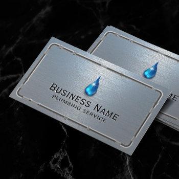 plumbing dusty blue brushed metal pipes repair  business card