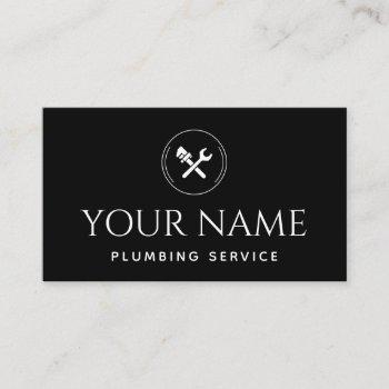plumbing service plumber handyman black & white    business card