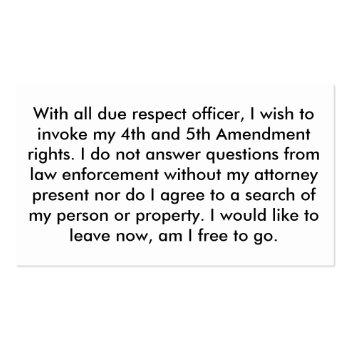 Small Police 5th Amendment Cards Front View